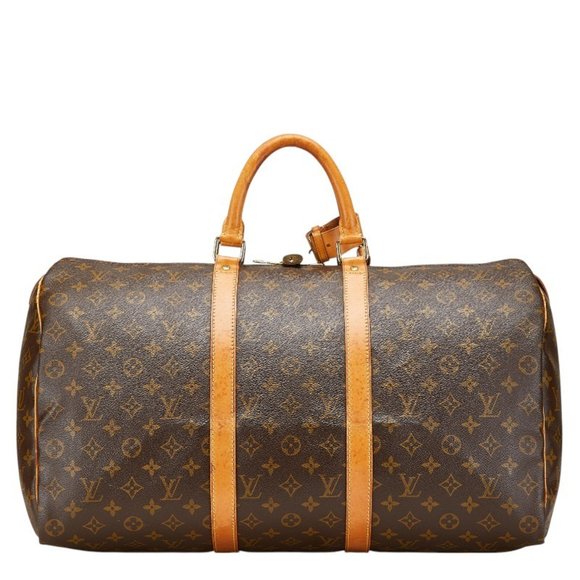 LOUIS VUITTON Brown Monogram Leather Keepall 50 Boston Bag - Picture 1 of 16